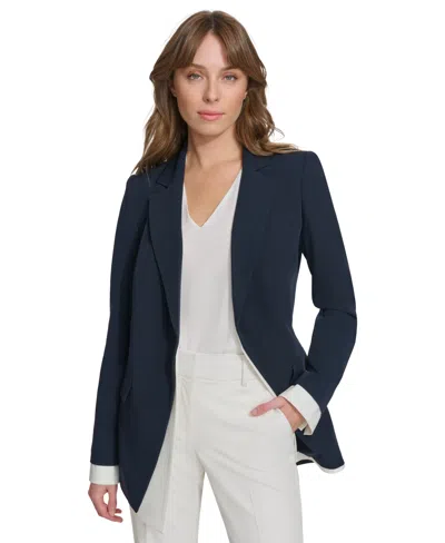 Tommy Hilfiger Women's Layered-look Notched Collar Jacket In Midnight,ivory