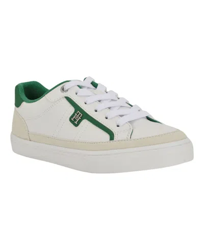 Tommy Hilfiger Women's Lencet Round Toe Lace-up Sneakers In White