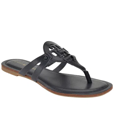 Tommy Hilfiger Women's Lerriz Flat Thong Sandals In Black