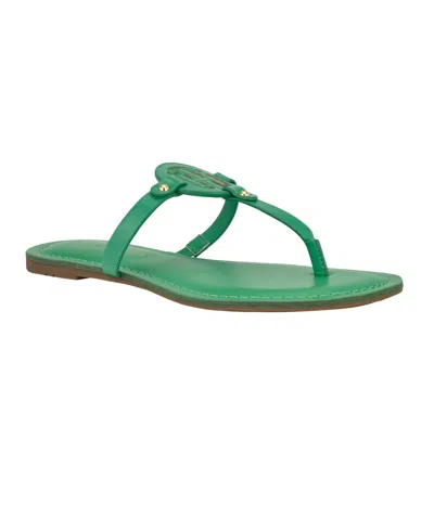 Tommy Hilfiger Women's Litzy Logo T-strap Flat Sandals In Green