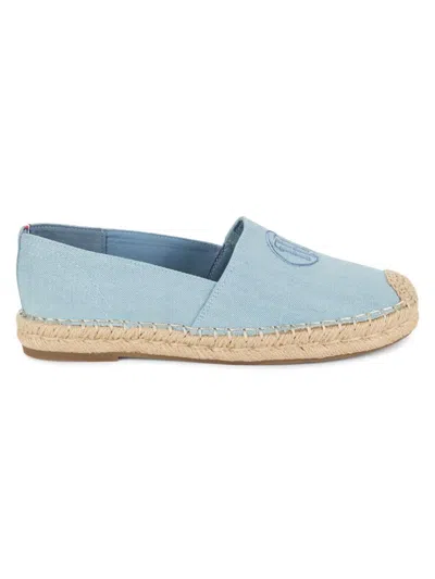 Tommy Hilfiger Logo-embroidered Cotton Espadrilles In Light Blue