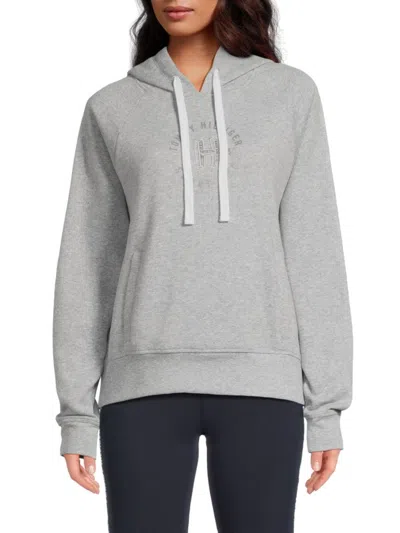 Tommy Hilfiger Women's Logo Heathered Cotton Blend Hoodie In Gray