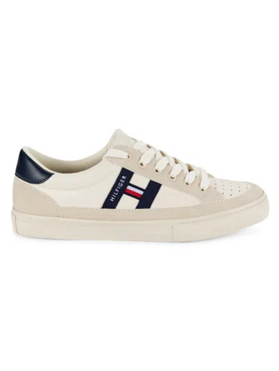 Tommy Hilfiger Women's Logo Perforated Sneakers In Ivory