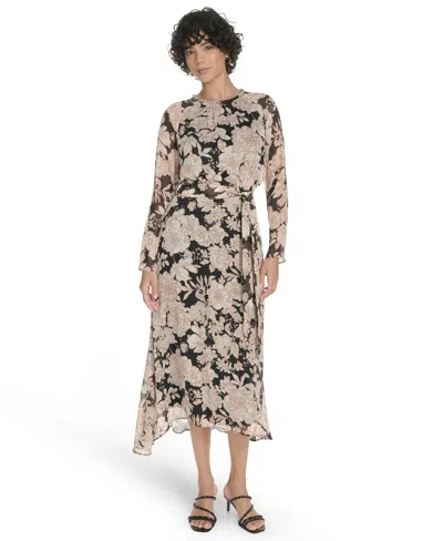 Tommy Hilfiger Women's Long Sleeve Tie Waist Dress
