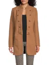 Tommy Hilfiger Women's Mandarin Collar Open Front Jacket In Brown Sugar