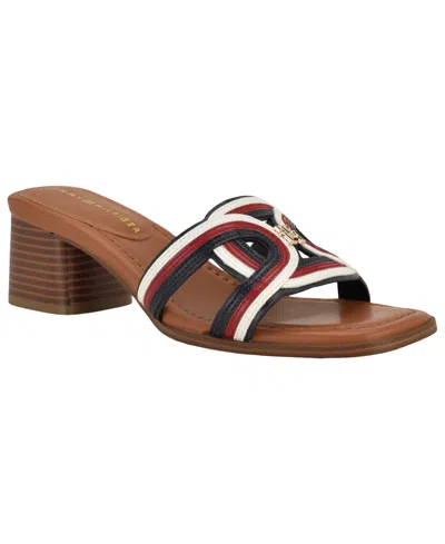 Tommy Hilfiger Women's Marica Block Heel Slide Sandals In Brown