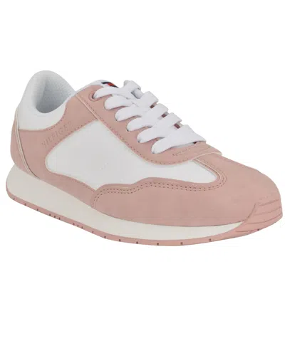 Tommy Hilfiger Women's Marjel Lace Up Fashion Sneakers In Light Pink,white