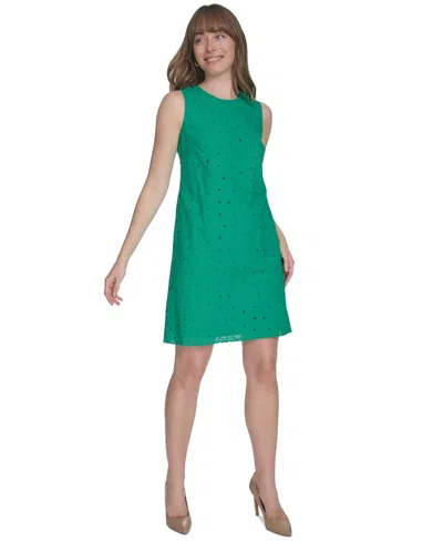 Tommy Hilfiger Women's Meadow Eyelet Sleeveless Dress In Parakeet