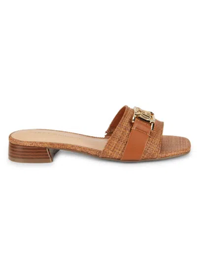 Tommy Hilfiger Women's Melie 27mm Logo Textured Mules In Medium Brown