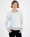 Tommy Hilfiger Womens Metallic Long Sleeve Crewneck Sweater In Silver