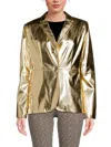 Tommy Hilfiger Women's Metallic Faux Leather Blazer In Gold