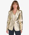 Tommy Hilfiger Women's Metallic Faux Leather Blazer In Gold