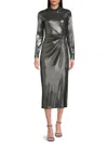 Tommy Hilfiger Women's Metallic Sheath Midi-dress In Gray