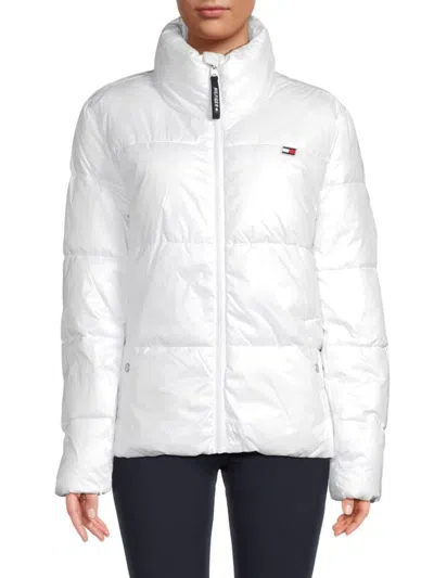 Tommy Hilfiger Women's Mid Length Puffer Jacket In White