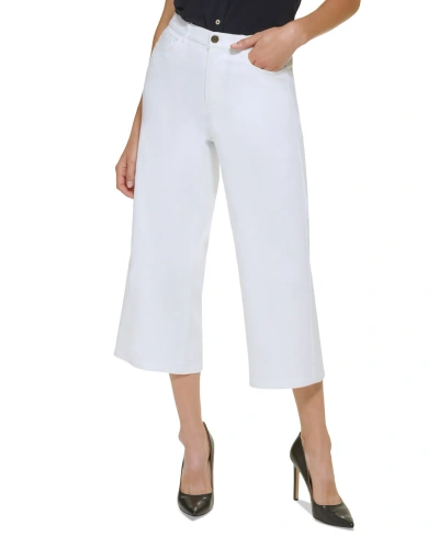 Tommy Hilfiger Women's Mid-rise Wide-leg Capri Pants In White