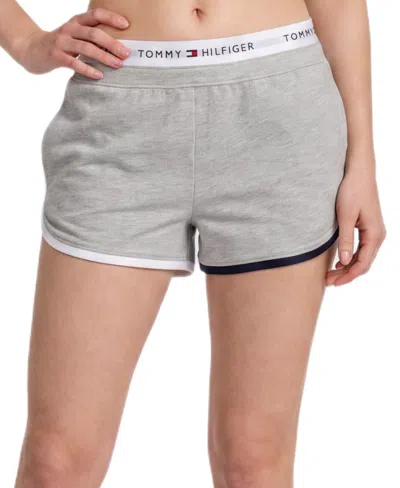 Tommy Hilfiger Women's Mid-rise French Terry Boxer Shorts, 3" Inseam In Silver