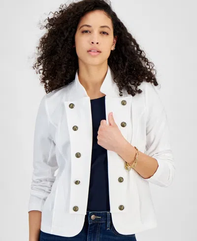 Tommy Hilfiger Women's Military Band Jacket In Bright White