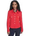 Tommy Hilfiger Women's Military Style Button Front Twill Jacket In Red