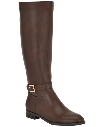 Tommy Hilfiger Women's Mireya Side Zip Riding Boot In Brown