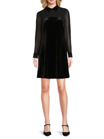 Tommy Hilfiger Women's Mixed Media A-line Minidress In Black