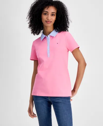 Tommy Hilfiger Women's Mixed Media Cornell Polo Shirt In Peony