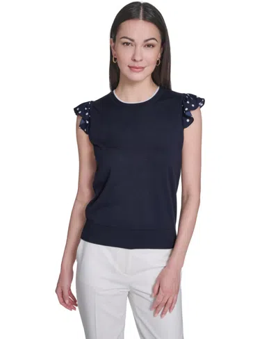 Tommy Hilfiger Women's Mixed Media Sleeveless Sweater In Multi