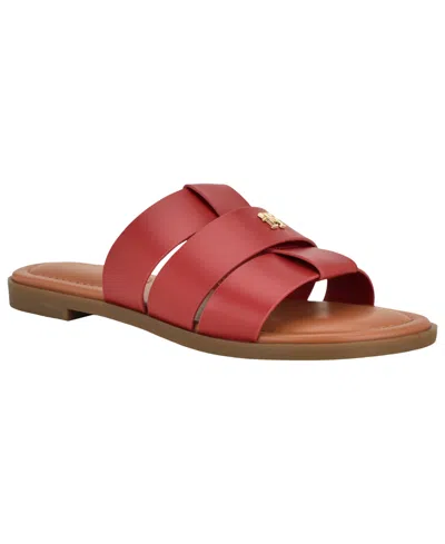 Tommy Hilfiger Women's Moden Slide-on Flat Sandal In Burgundy