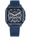 Tommy Hilfiger Women's Multifunction Blue Leather Strap Watch, 39mm