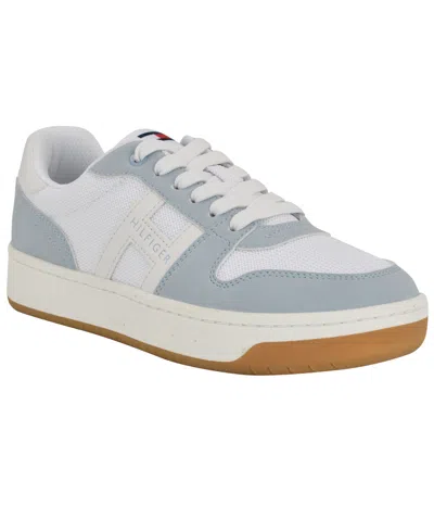 Tommy Hilfiger Women's Neenha Signature Logo Lace-up Sneakers In Powder Blue,white