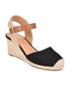 Tommy Hilfiger Nilsa Womens Buckle Canvas Espadrilles In Black - Textile,faux Leather - Polyuret