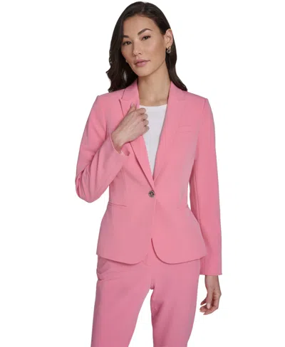 Tommy Hilfiger Women's Notch Collar One-button Blazer In Pink
