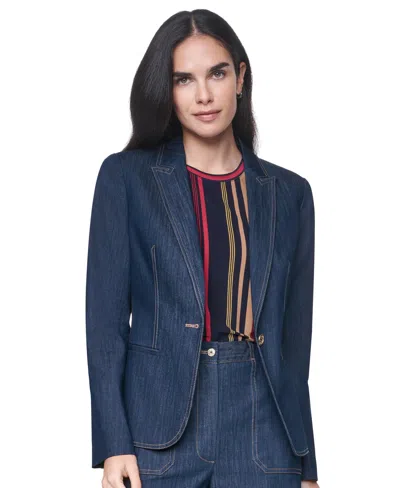 Tommy Hilfiger Women's Notch-collar One-button Blazer In Blue