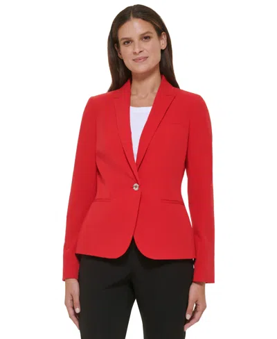Tommy Hilfiger Women's One-button Elbow-patch Blazer In Scarlet