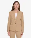 Tommy Hilfiger Womens Woven Long Sleeves One-button Blazer In Tigers Eye