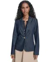 Tommy Hilfiger Women's One Button Denim Blazer In Blue