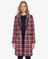 Tommy Hilfiger Womens Open Front Tweed Topper Jacket Long Sleeve Boat Neck Tie Top Pinstripe Mid Rise Ankle Length  In Crimson Multi