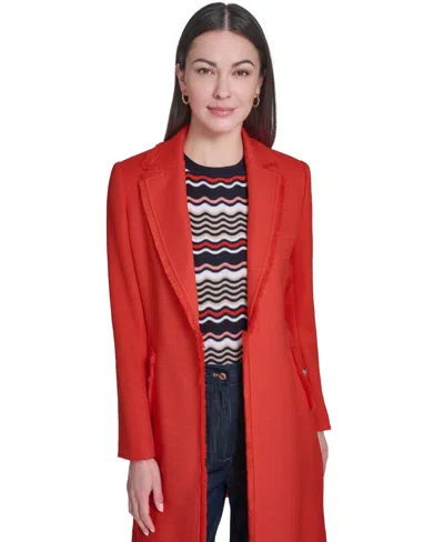 Tommy Hilfiger Women's Open-front Fringe Topper Jacket In Red