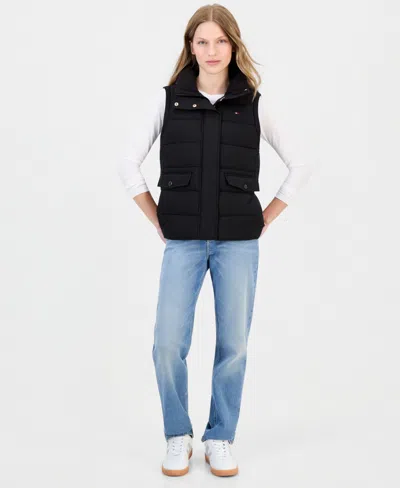 Tommy Hilfiger Women's Packable Fleece-lined Vest In Black