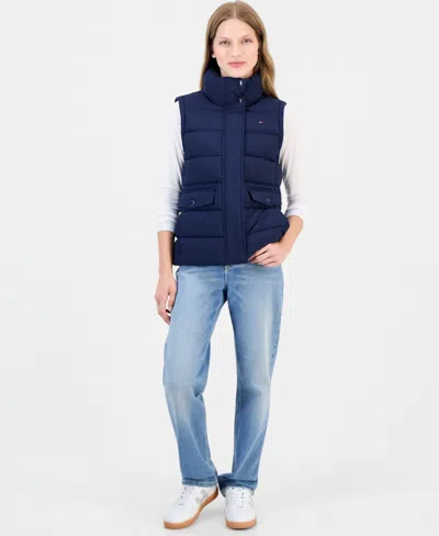 Tommy Hilfiger Women's Packable Fleece-lined Vest In Navy