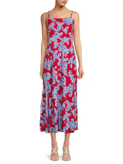 Tommy Hilfiger Women's Paisley-print Sleeveless Midi-dress In Red