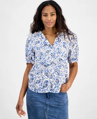 Tommy Hilfiger Women's Paisley-print Top In Ivory Multi