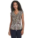 Tommy Hilfiger Women's Paisley Ruffle Front Top In Brown
