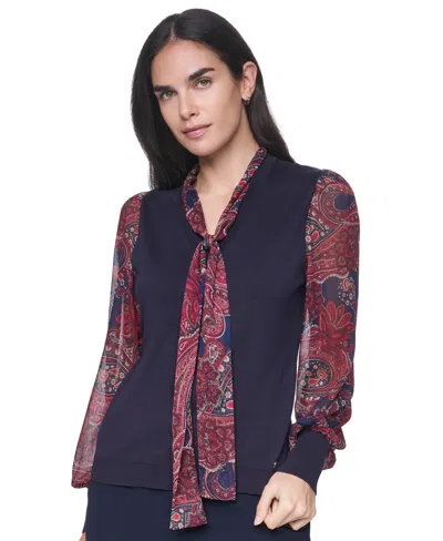 Tommy Hilfiger Women's Paisley V-neck Sweater In Multi