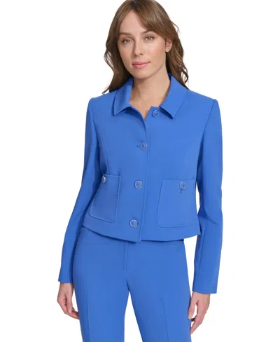 Tommy Hilfiger Women's Patch-pocket Cropped Jacket In Amparo Blue