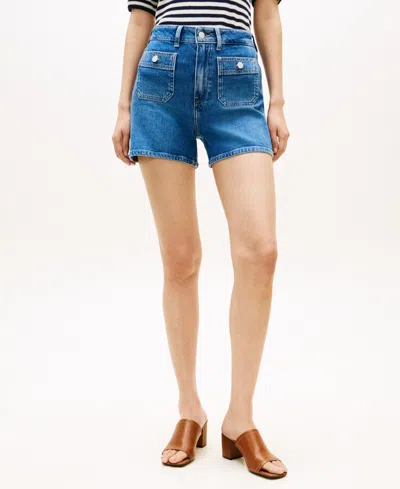 Tommy Hilfiger Women's Patch Pocket Denim Shorts In Blue