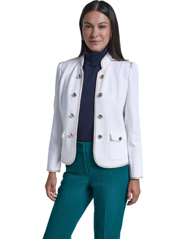 Tommy Hilfiger Women's Picuba Band Collar Shoulder-padding Jacket In White