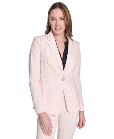 Tommy Hilfiger Women's Pinstripe Notched Collar One-button Blazer