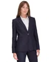 Tommy Hilfiger Women's Pinstripe Slim-fit Single-button Blazer In Mdngt,taba