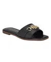 Tommy Hilfiger Women's Pipper Logo Flat Slide Sandals In Black
