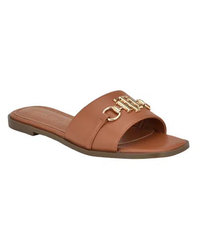 Tommy Hilfiger Women's Pipper Ornamented Slide Sandals In Medium Brown